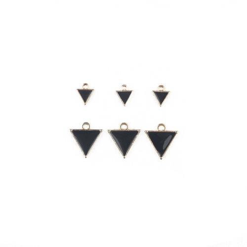 Zink legering emalje vedhæng, Zinc Alloy, Triangle, guldfarve belagt, du kan DIY & forskellige stilarter for valg, flere farver til valg, 100pc'er/Bag, Solgt af Bag