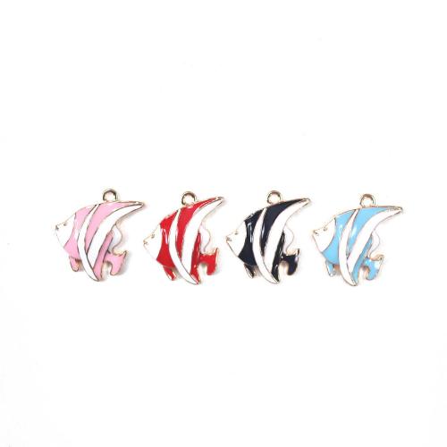 Zinc Alloy Enamel Pendants Fish gold color plated DIY Sold By Bag