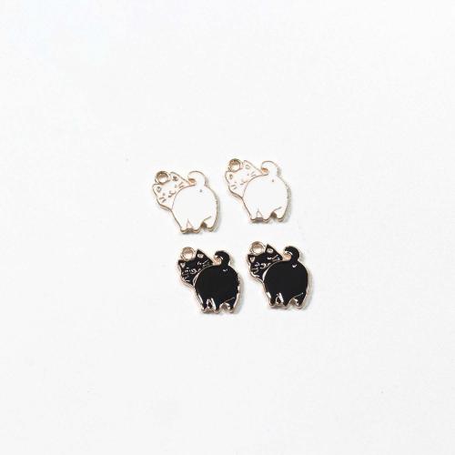 Zinc Alloy Enamel Pendants Cat gold color plated DIY Sold By Bag