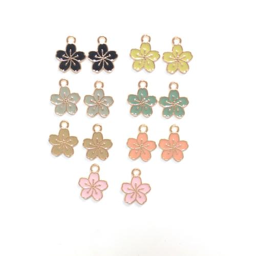 Zinc Alloy Enamel Pendants Flower gold color plated DIY Sold By Bag