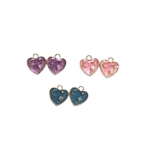 Zinc Alloy Enamel Pendants Heart gold color plated DIY Sold By Bag