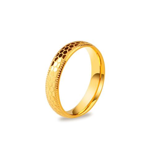 Titanium Steel Finger Ring, gold color plated, fashion jewelry & different size for choice, golden, Sold By PC