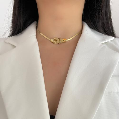 Collier d'acier titane, avec 6cm chaînes de rallonge, Placage de couleur d'or, bijoux de mode, doré, Longueur 36 cm, Vendu par PC