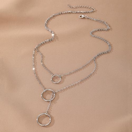 Zinklegering halskettingen, Zinc Alloy, plated, Dubbele laag & voor vrouw & hol, meer kleuren voor de keuze, Verkocht door PC