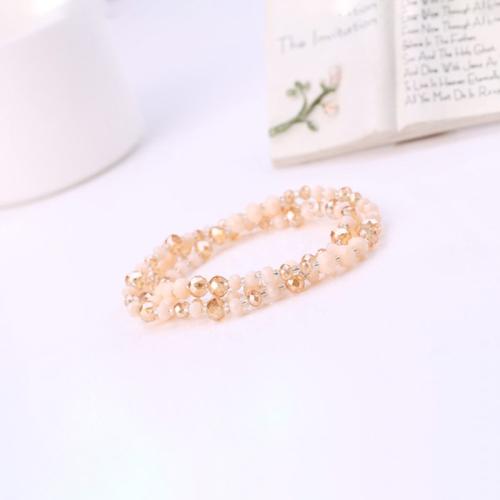 Glass Beads Bracelet plated for woman light pink Length Approx 9 cm Sold By PC