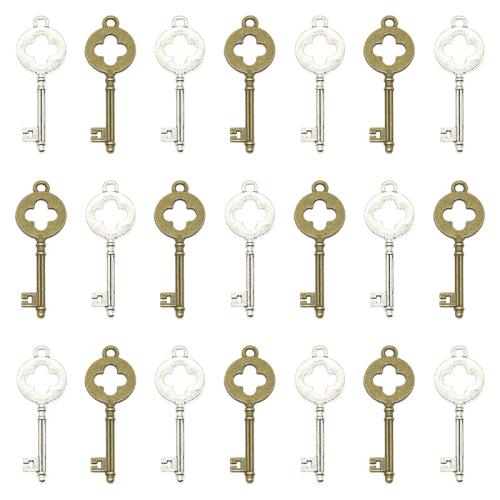 Zinc Alloy Key Pendants antique silver color plated DIY Sold By Bag