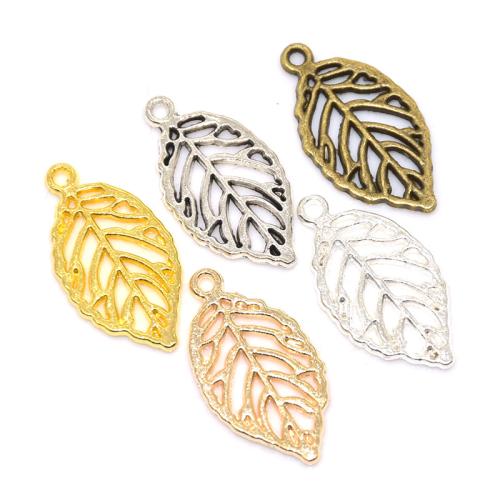 Zinc Alloy Leaf Vedhæng, forgyldt, du kan DIY, flere farver til valg, 27x14mm, 100pc'er/Bag, Solgt af Bag