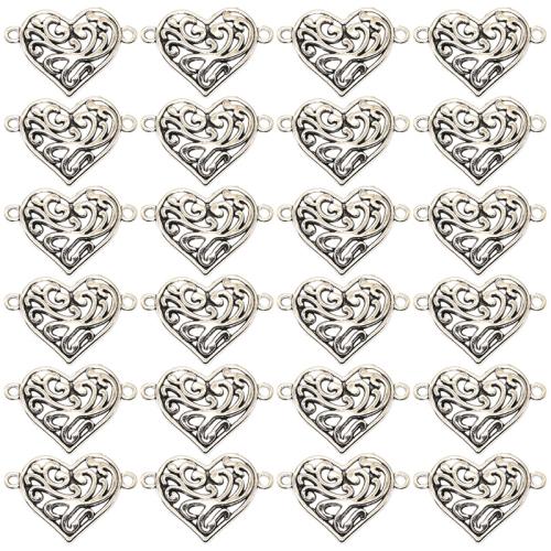 Heart Zinc Alloy Connector antique silver color plated DIY & 1/1 loop Sold By Bag