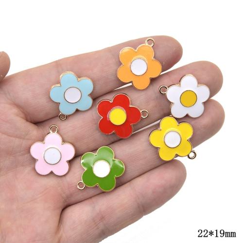 Zinc Alloy émail Pendants, alliage de zinc, fleur, Placage de couleur d'or, DIY, plus de couleurs à choisir, 22x19mm, 100PC/sac, Vendu par sac