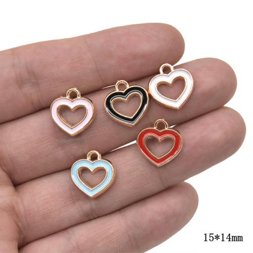 Zinc Alloy Enamel Pendants Heart gold color plated DIY Sold By Bag