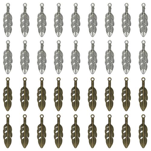 Cink Aluminijski Feather Privjesci, Cink Alloy, Pero, pozlaćen, možete DIY, više boja za izbor, 29x8mm, 100računala/Torba, Prodano By Torba