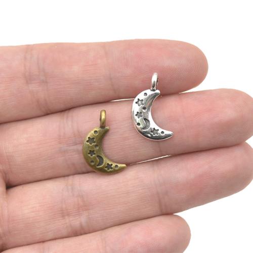 Zinc Alloy Moon Pendler, forgyldt, du kan DIY, flere farver til valg, 19x10mm, 100pc'er/Bag, Solgt af Bag