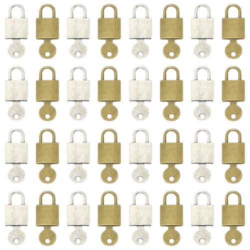 Ciondoli blocco in lega di zinco, lega in zinco, Lock and Key, placcato, DIY, nessuno, 25x10mm, 100PC/borsa, Venduto da borsa