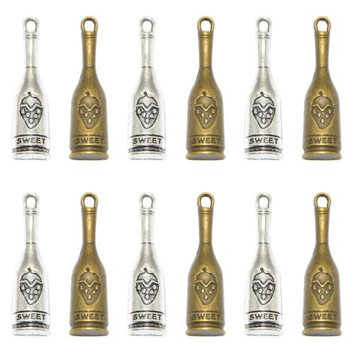 Cink ötvözet Medálok, Winebottle, galvanizált, DIY, több színt a választás, 27x8mm, 100PC-k/Bag, Által értékesített Bag