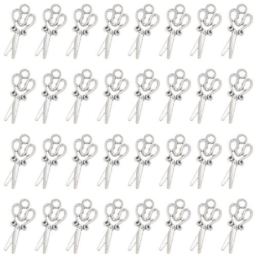 Zinklegering Schaar Hangers, Zinc Alloy, antiek zilver plated, DIY, 32x8mm, 100pC's/Bag, Verkocht door Bag