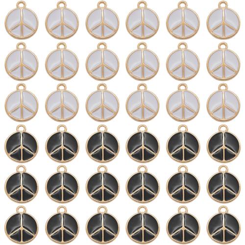 Zinc Alloy Enamel Pendants Peace Logo gold color plated DIY 100/Bag Sold By Bag