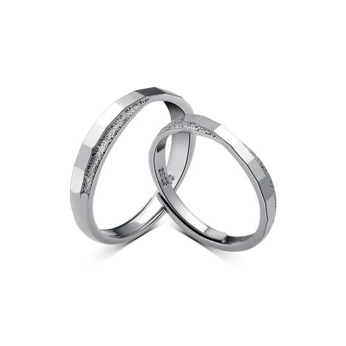 925 Sterling Silver Couple Ring platinum plated & for couple & frosted Sold By PC