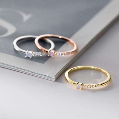 925 sterling zilver Finger Ring, Koreaanse stijl & verschillende grootte voor keus & voor vrouw & met strass, meer kleuren voor de keuze, Maat:5-8, Verkocht door PC