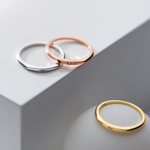 925 sterling zilver Finger Ring, Koreaanse stijl & verschillende grootte voor keus & voor vrouw & met strass, meer kleuren voor de keuze, Maat:5-8, Verkocht door PC