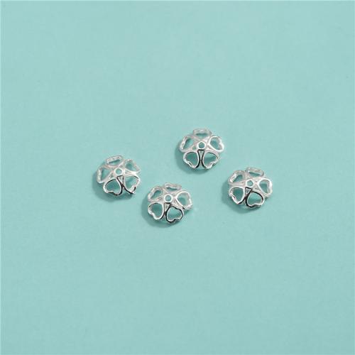 925 Sterling Silver Bead Cap Flower DIY & hollow silver color 5.50mm Approx 0.5mm Sold By PC