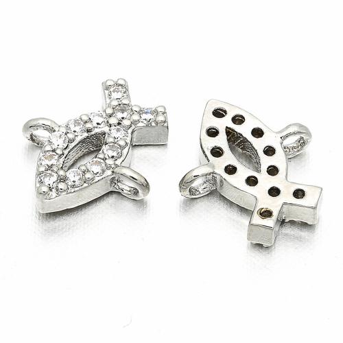 Cubic Zirconia Micro Pave Latão Connector, cobre, DIY & micro pavimento em zircônia cúbica, Mais cores pare escolha, 7x8mm, vendido por PC