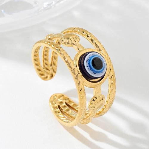 Evil Eye Smykker Finger Ring, 304 rustfrit stål, Unisex & forskellige stilarter for valg & emalje, diameter 17mm, Solgt af PC