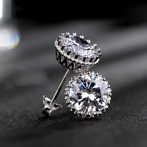 Cubic Zirconia Micro Pave Brass Earring fashion jewelry & micro pave cubic zirconia & for woman 8mm Sold By Pair