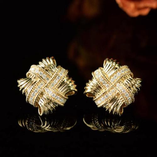 Cubic Zirconia Micro Pave Brass Earring fashion jewelry & micro pave cubic zirconia & for woman 13mm Sold By Pair