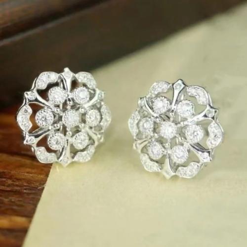 Boucles d'oreilles en laiton zircon cubique pavent, bijoux de mode & pavé de micro zircon & pour femme, 13mm, Vendu par paire