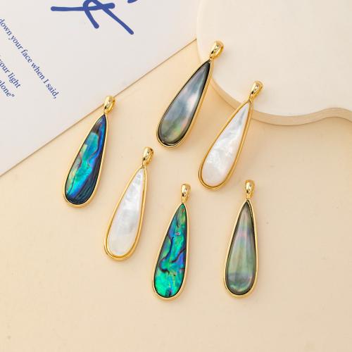 Shell Pendants Zinc Alloy with Shell Teardrop gold color plated DIY nickel lead & cadmium free Sold By PC