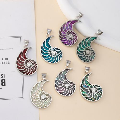 Shell Pendants Zinc Alloy with Shell Conch silver color plated dyed & DIY nickel lead & cadmium free Sold By PC