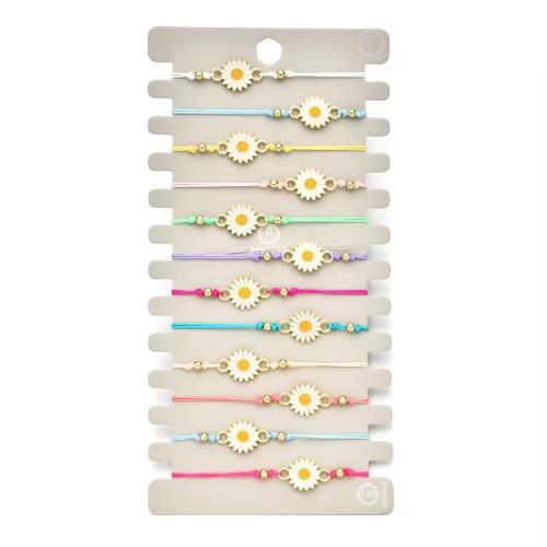 Zinc Alloy Bracelet Polyamide with Zinc Alloy Flower handmade 12 pieces & Adjustable & fashion jewelry & for woman & enamel mixed colors Length Approx 18-26 cm Sold By Set