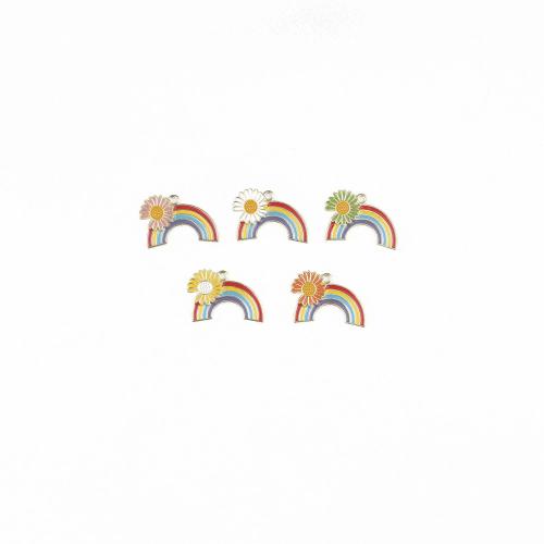 Zink legering emalje vedhæng, Zinc Alloy, Rainbow, guldfarve belagt, du kan DIY, flere farver til valg, 100pc'er/Bag, Solgt af Bag