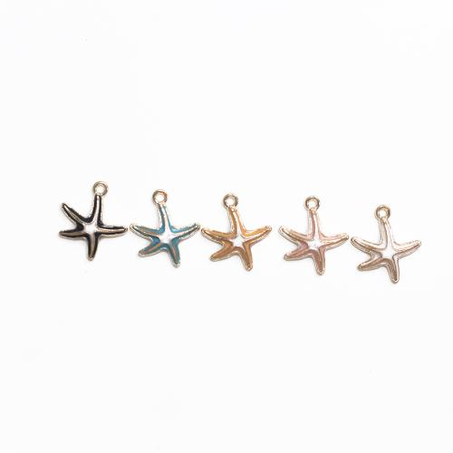 Zinc Alloy Enamel Pendants Starfish gold color plated DIY Sold By Bag