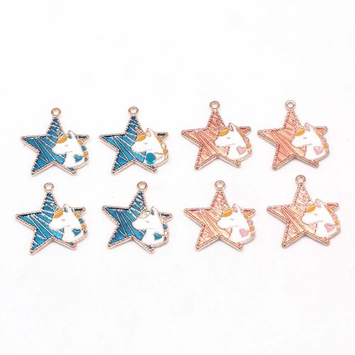 Zinc Alloy Enamel Pendants Star gold color plated DIY Sold By Bag