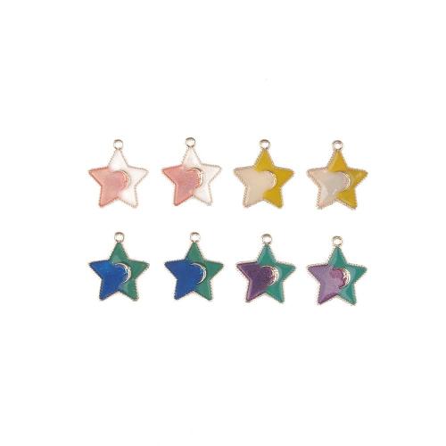 Zinc Alloy Enamel Pendants Star gold color plated DIY Sold By Bag