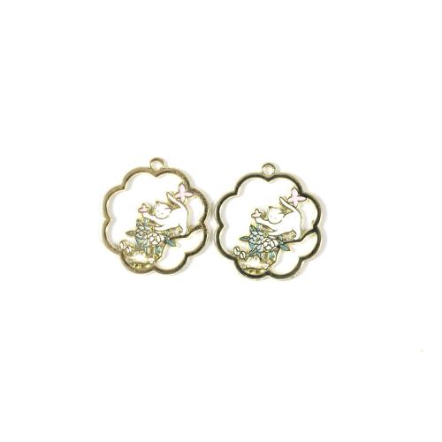 Zinc Alloy Enamel Pendants gold color plated DIY Sold By Bag