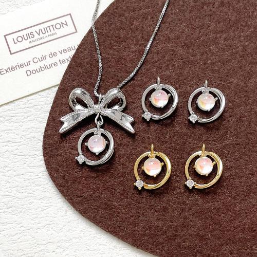 Cubic Zirconia Micro Pave bronze Pingente, cobre, with vidro, banhado, DIY & micro pavimento em zircônia cúbica, Mais cores pare escolha, níquel, chumbo e cádmio livre, 12x15.50mm, vendido por PC