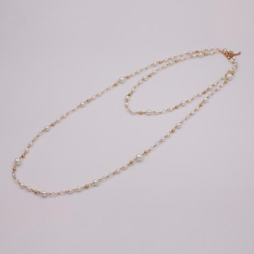 Collier en alliage de zinc Pull, avec Des billes de verre & perle de verre, Placage, pour femme, Or, The length is about 52 and 93 and the extension chain is 5CM, Vendu par PC