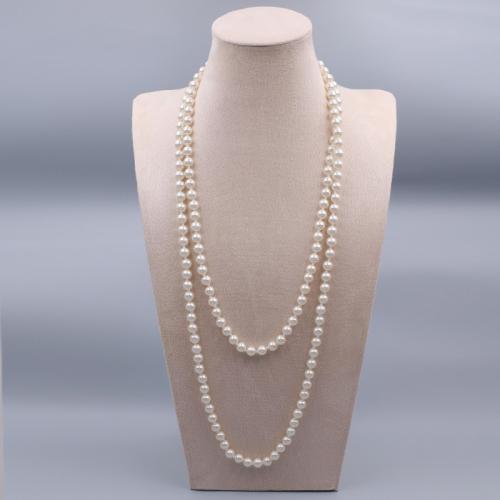 Sweater Chain Necklace Glass Pearl handmade for woman white Length Approx 150 cm Sold By PC