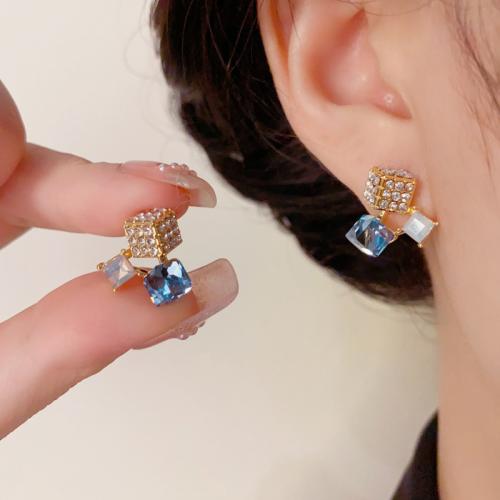 Cubic Zirconia Micro Pave Brass Earring with Crystal real gold plated micro pave cubic zirconia & for woman gold Sold By Pair