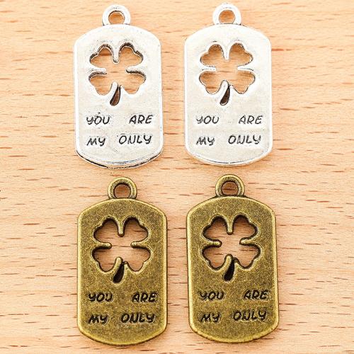 Zamak Clover Hanger, Zinc Alloy, Four Leaf Clover, plated, DIY, meer kleuren voor de keuze, 25x13mm, 100pC's/Bag, Verkocht door Bag