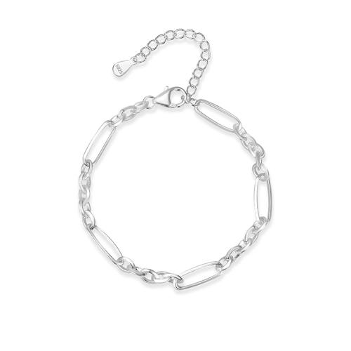 925 Sterling Silver Bracelet with 1.6inch extender chain fashion jewelry & mother and son chain & for woman silver color Length Approx 6.5 Inch Sold By PC