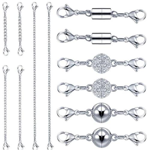 Zinc Alloy Magnetic Clasp 12 pieces & DIY silver color Sold By Set