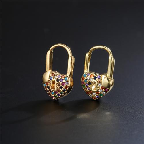 Befestiger Zirkonia Messing Ohrring, Modeschmuck & Micro pave Zirkonia & für Frau, keine, 10x18mm, verkauft von Paar