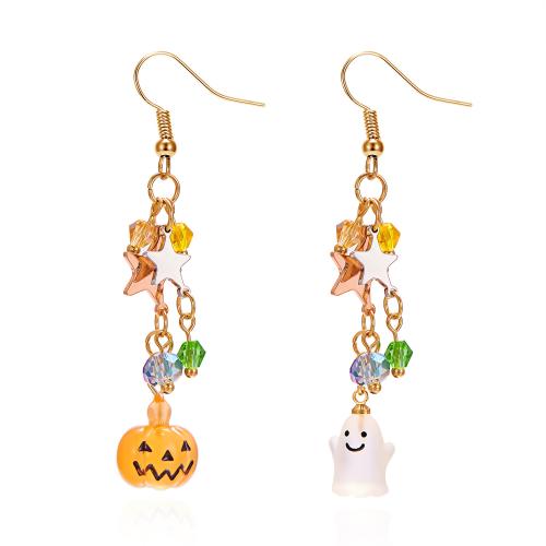 Zinc Alloy Asymmetric Earrings with Crystal & Resin Halloween Design & fashion jewelry & for woman Sold By Pair