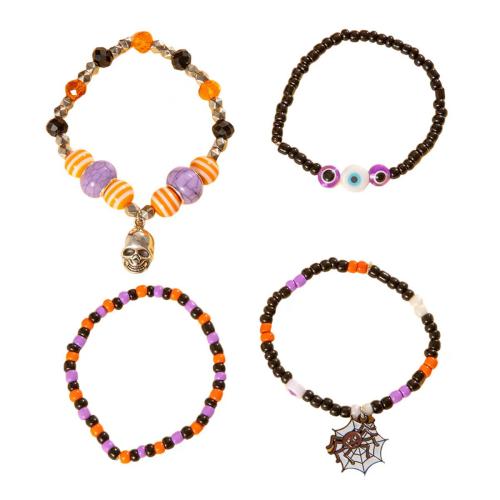 Halloween Bracelet Zinc Alloy with Seedbead Halloween Design & fashion jewelry & for woman Sold By Set