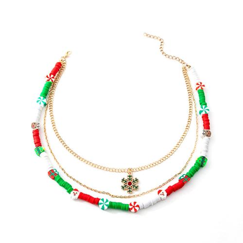 Christmas Necklaces Zinc Alloy with Seedbead with 6cm extender chain three layers & Christmas Design & fashion jewelry & for woman Length Approx 35 cm Sold By PC