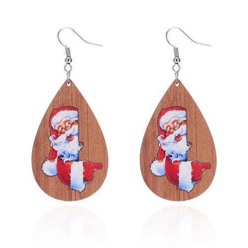 Pendientes de Navidad, madera, Diseño de Navidad & Joyería & diferentes estilos para la opción & para mujer, Vendido por Par