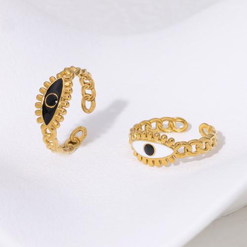 Enamel Stainless Steel Finger Ring 304 Stainless Steel 18K gold plated fashion jewelry & for woman Sold By PC